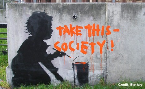 Banksy's 'Take this Society'