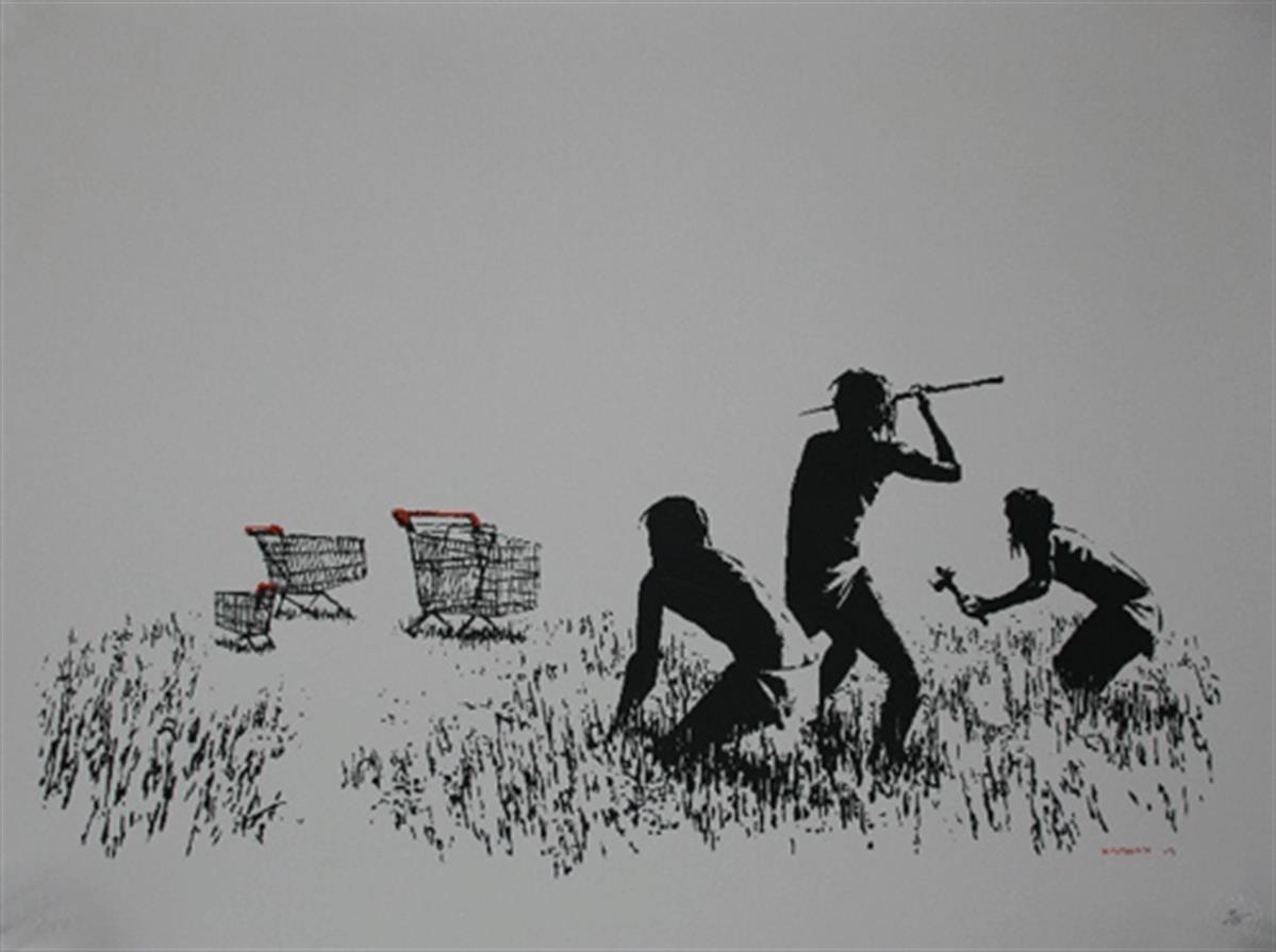 Banksy's 'Trolleys (Black and White)'