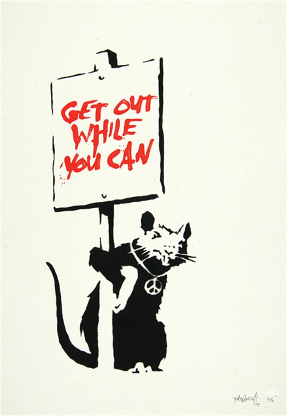 Banksy's 'Get Out While You Can (Red)'